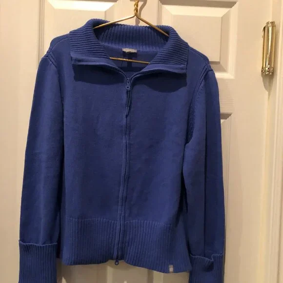 T Talbots Blue Zip-up Sweater - Picture 4 of 5
